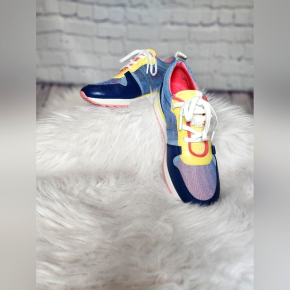 Michael Kors Maddy Mesh Trainer sneakers, Blue/yellow, Size 8 - Picture 5 of 10